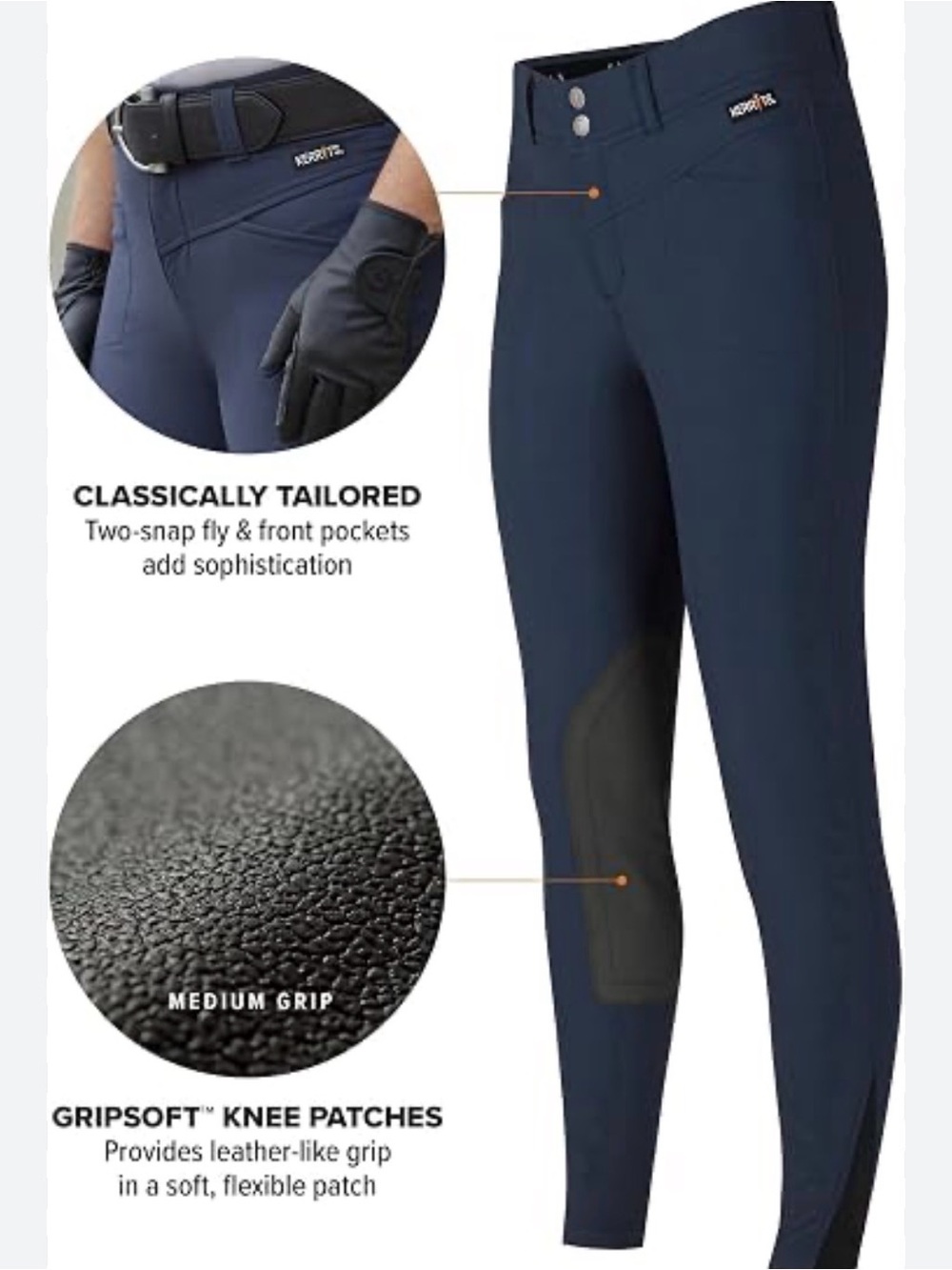 Kerrits Slate Blue Women's Equestrian Crossover II Knee Breeches Riding Pants